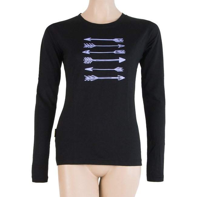 MERINO SENSOR PT ARROWS - dámské tričko, dlouhý rukáv, černá