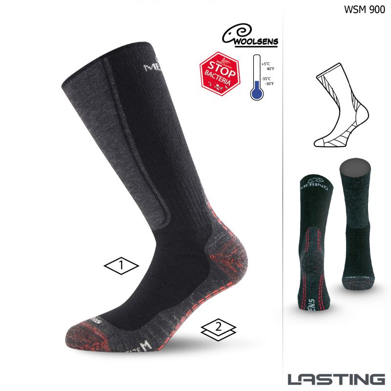 WSM MERINO TREKKING LASTING vlněné ponožky s ionty stříbra, černá