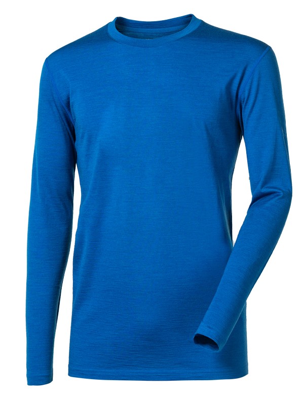 ORIGINAL LS MAN pánské merino tričko s dlouhým rukávem, modrý melír