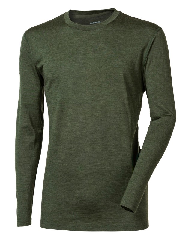 ORIGINAL LS MAN pánské merino tričko s dlouhým rukávem, khaki melír