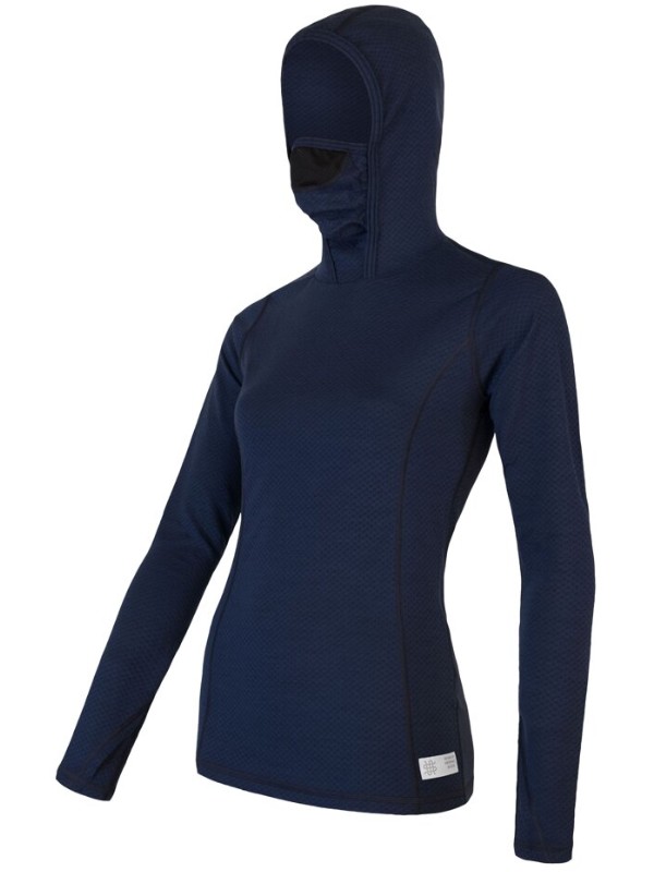 MERINO SENSOR DF - dámské tričko, dlouhý rukáv s kapucí, deep blue