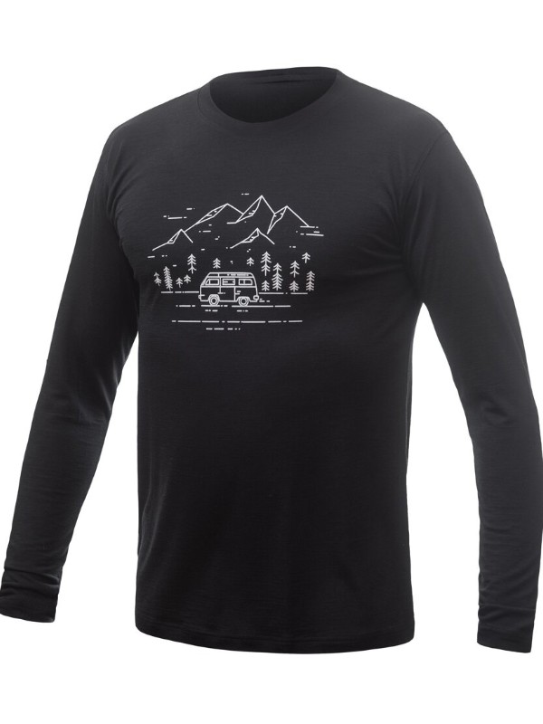 MERINO ACTIVE SENSOR VAN LIFE - pánské tričko s dlouhým rukávem, černá