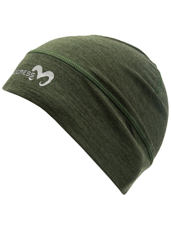 BEANIE, uni merino čepice, khaki melír