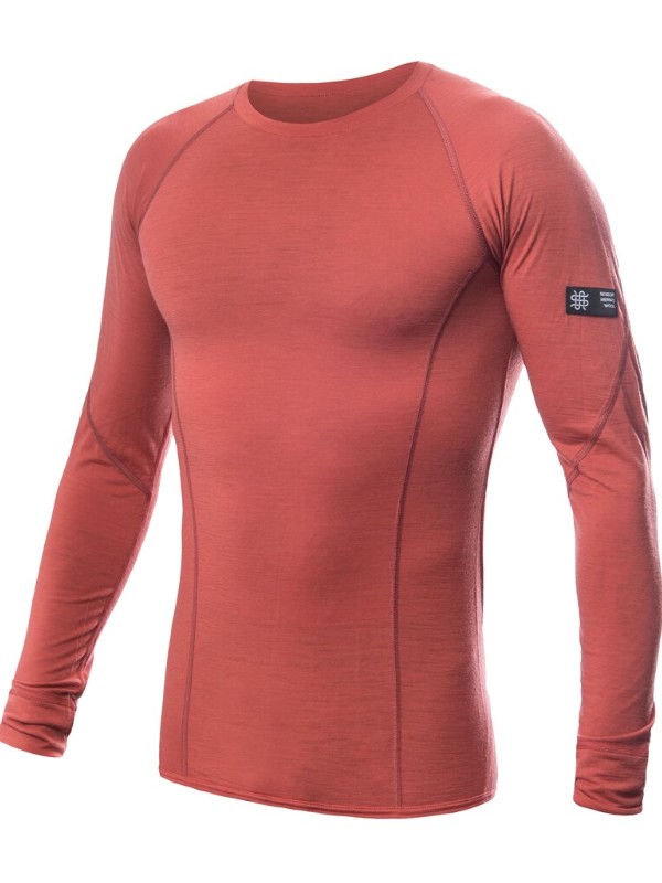 MERINO SENSOR ACTIVE - pánské triko, dlouhý rukáv, terracotta