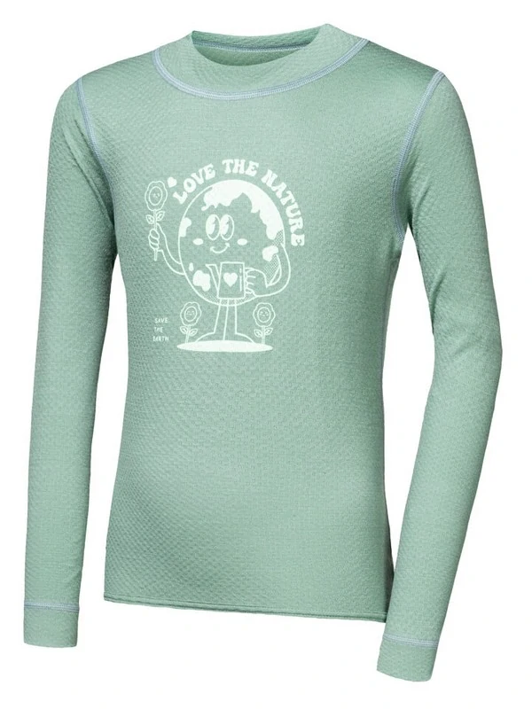 MERINO DF PLANET SENSOR dětské tričko s dlouhým rukávem, basil green
