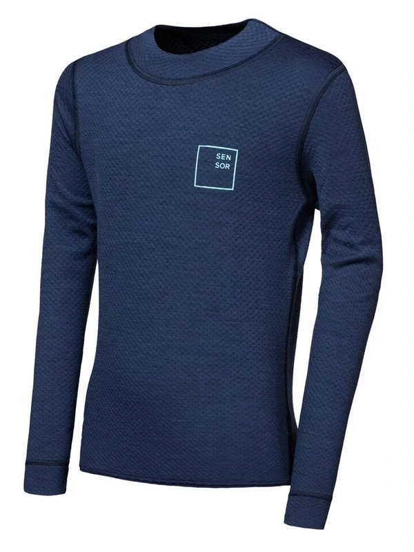 MERINO DF LOGO UP SENSOR juniorské tričko s dlouhým rukávem, deep blue