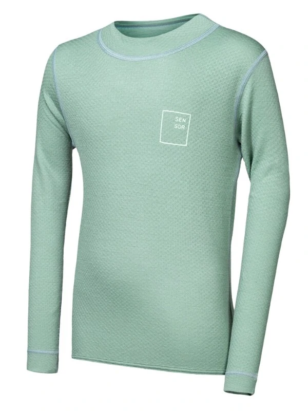 MERINO DF LOGO UP SENSOR juniorské tričko s dlouhým rukávem, basil green