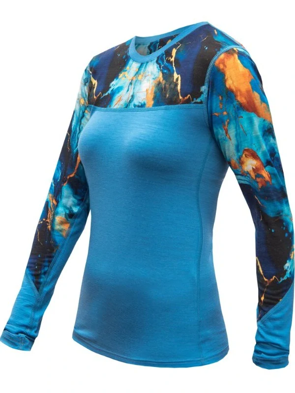MERINO IMPRESS SENSOR - dámské triko, dlouhý rukáv, MODRÁ/UNIVERSE