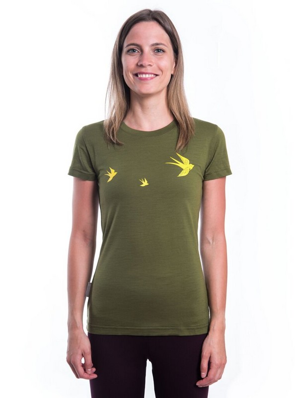 MERINO SENSOR PT SWALLOW - dámské tričko, krátký rukáv, safari green
