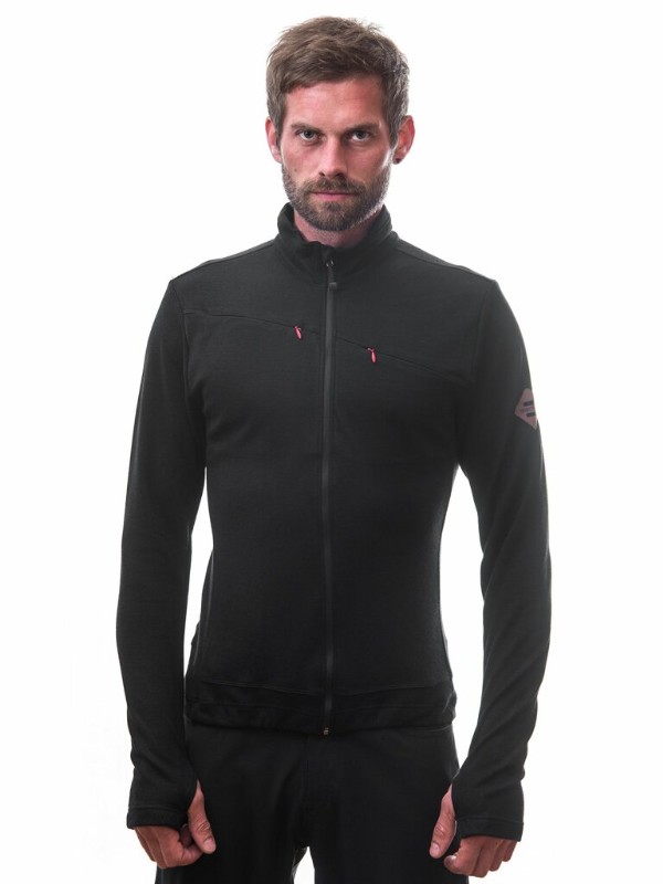 MERINO SENSOR UPPER - pánská mikina, celozip, černá