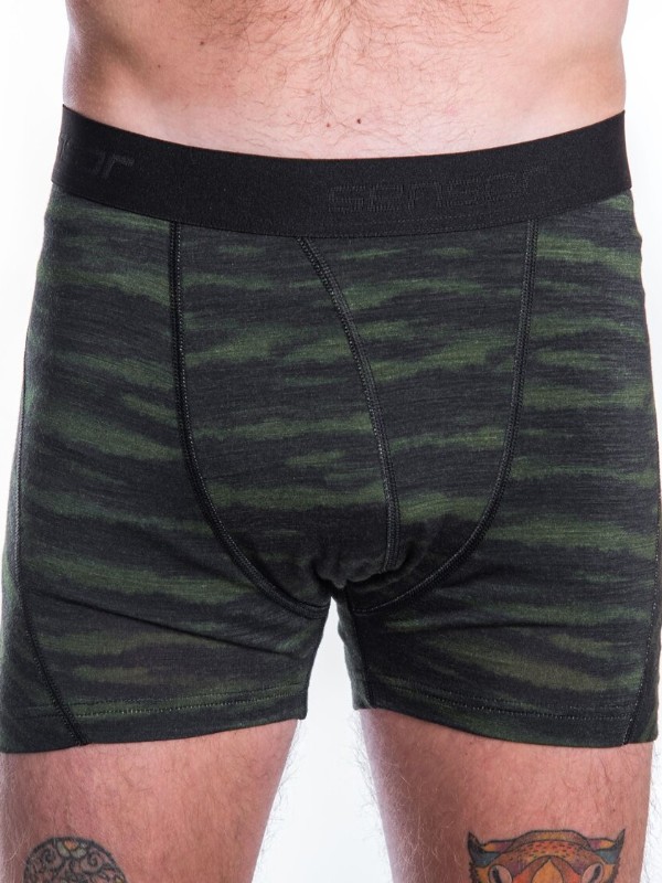 MERINO IMPRESS SENSOR - pánské trenky, ČERNÁ/BATIK