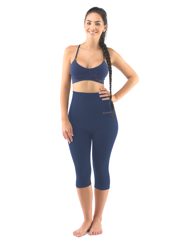 FITNESS IV. W, bambusové bezešvé legíny capri, pod kolena, lékořice