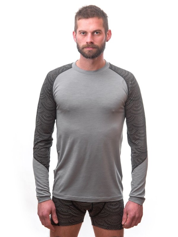 MERINO IMPRESS SENSOR - pánské triko, dlouhý rukáv, ČERNÁ/MAORI
