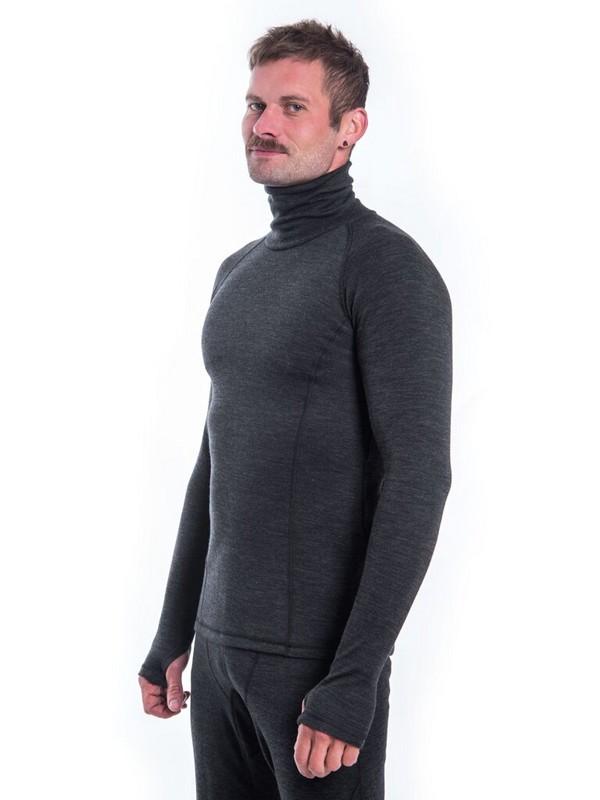 MERINO SENSOR BOLD M2 - pánské tričko s dlouhým rukávem, roll - neck, anthracite/gray