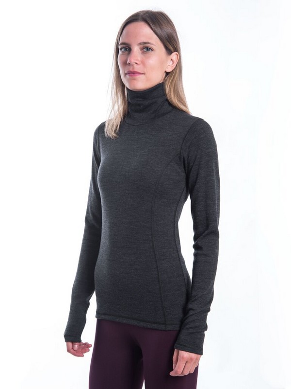 MERINO SENSOR BOLD W2 - dámské tričko s dlouhým rukávem, roll - neck, antracite/gray