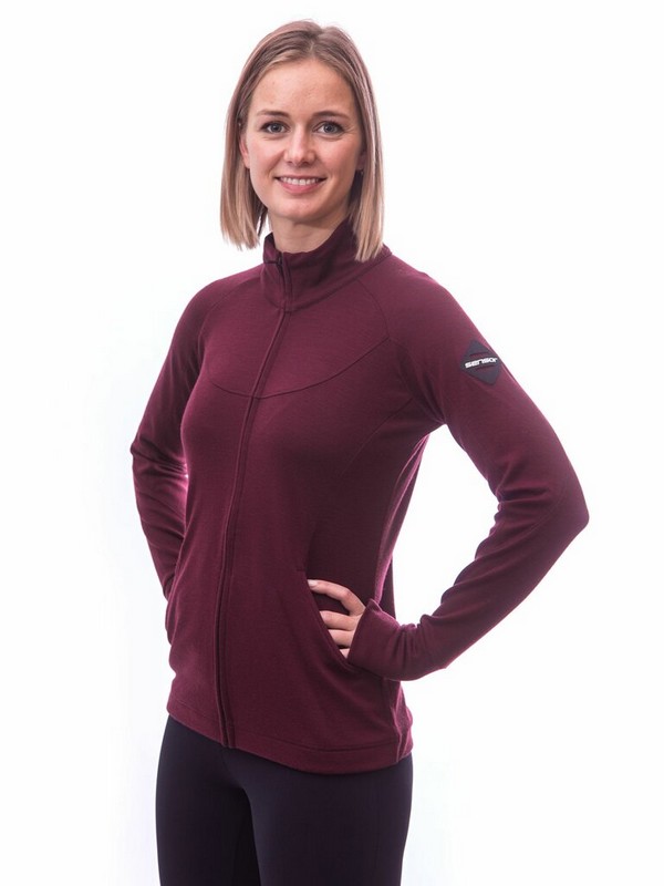 MERINO SENSOR UPPER - dámská mikina, celozip, lilla