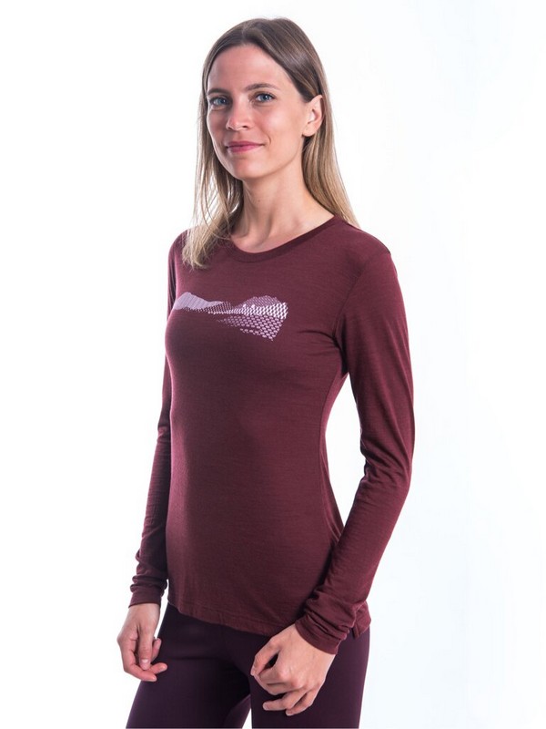 MERINO AIR NEW SENSOR PT HILLS - dámské tričko s dlouhým rukávem, port red