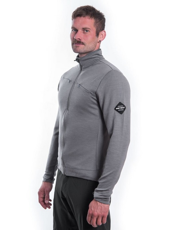 MERINO SENSOR UPPER - pánská mikina, celozip, šedá