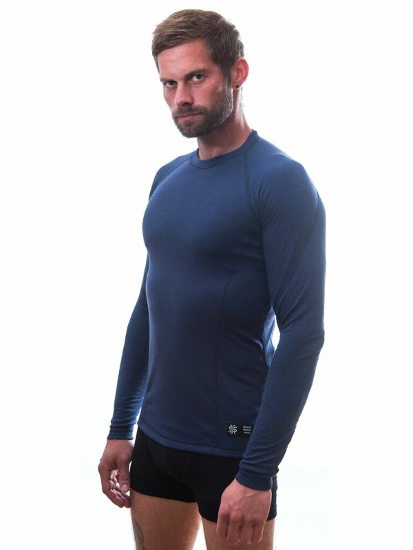 MERINO SENSOR DF - pánské tričko, dlouhý rukáv, deep blue
