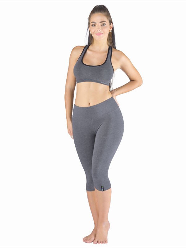 ECO FITNESS W, bambusové bezešvé legíny capri, pod kolena, šedá