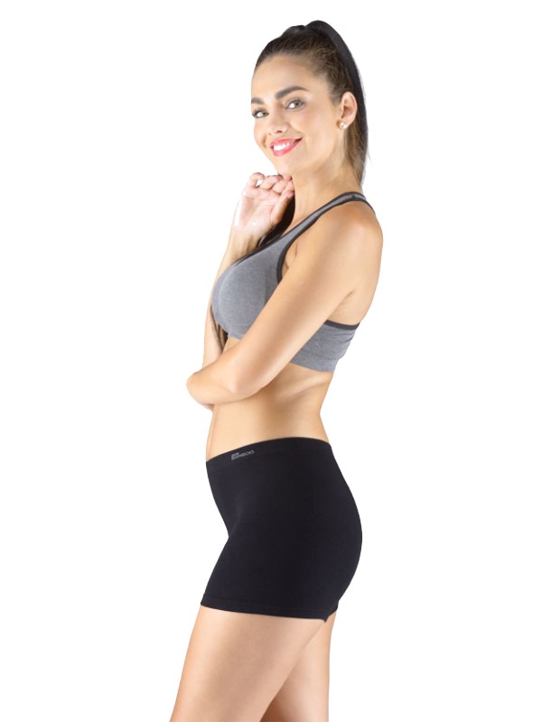MIRABI dámské bezešvé bambusové boxerky, delší nohavička, černá