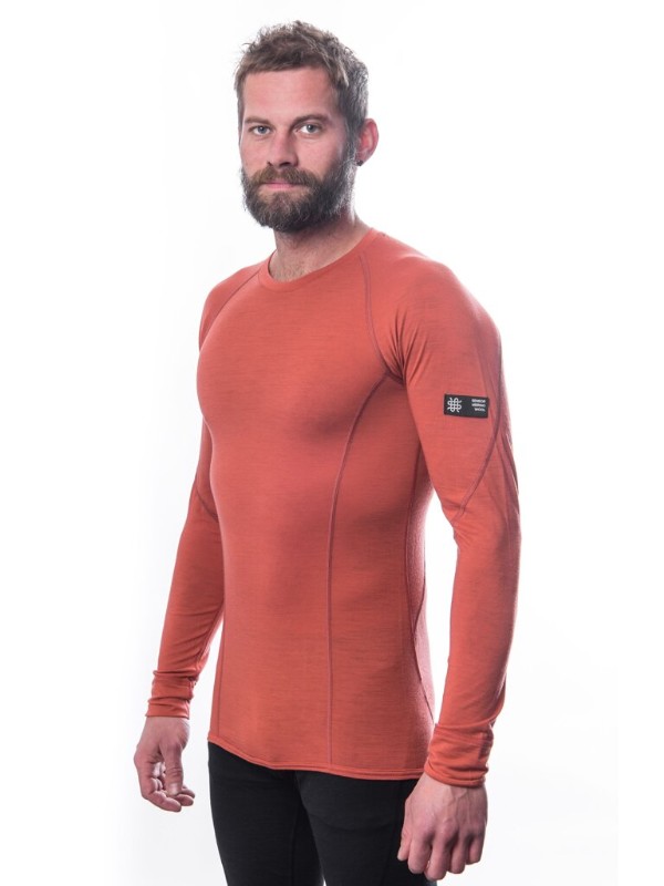MERINO SENSOR ACTIVE - pánské triko, dlouhý rukáv, terracotta