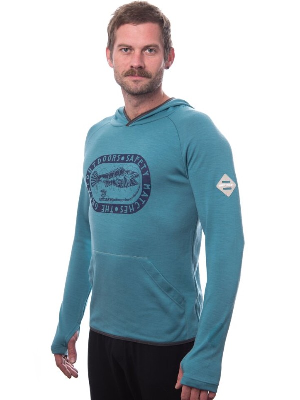 MERINO SENSOR UPPER OUTDOORS - pánské mikina, klokanka, mint blue