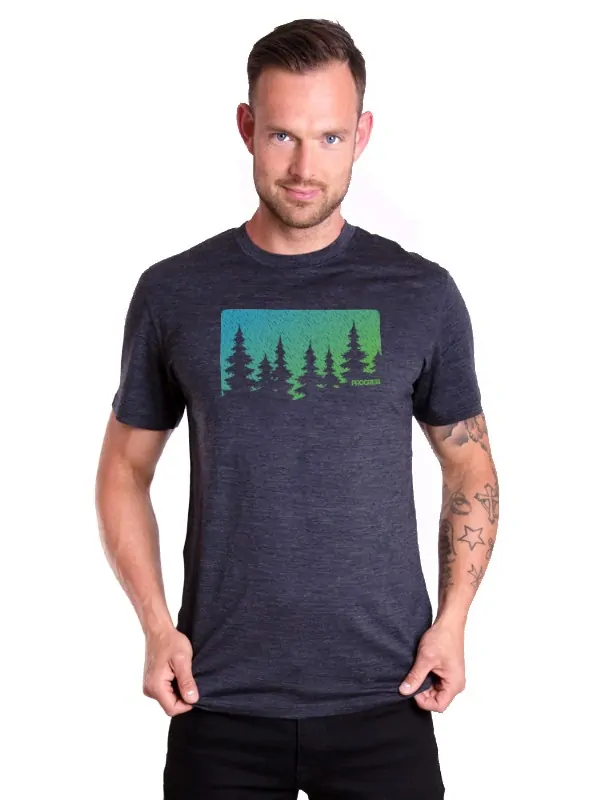 HRUTUR FOREST pánské merino tričko s krátkým rukávem, šedý melír