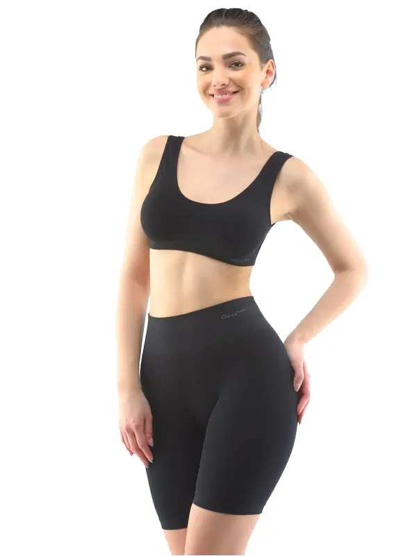 MONIQUE dámské bezešvé bambusové boxerky vyšší, černá