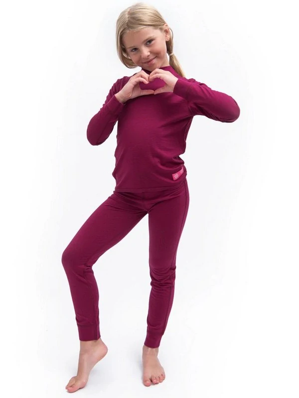 MERINO ACTIVE SENSOR dětský set trička s dlouhým rukávem a spodků, lilla