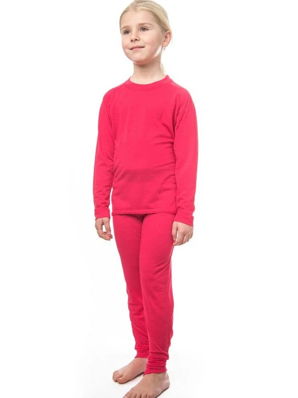 MERINO AIR SENSOR dětský/juniorský set trička s dlouhým rukávem a spodků, magenta