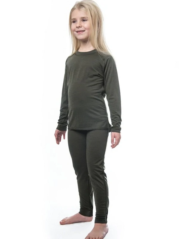 MERINO AIR SENSOR dětský/juniorský set trička s dlouhým rukávem a spodků, green