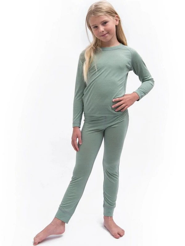 MERINO AIR SENSOR dětský/juniorský set trička s dlouhým rukávem a spodků, basil green