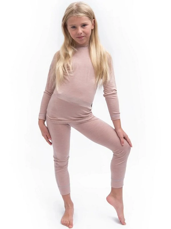 MERINO AIR SENSOR dětský/juniorský set trička s dlouhým rukávem a spodků, dusty pink