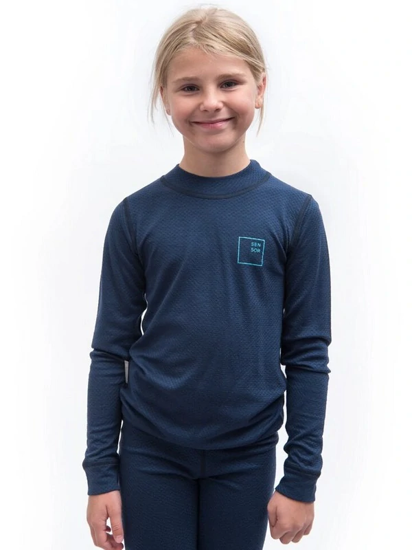 MERINO DF LOGO UP SENSOR juniorské tričko s dlouhým rukávem, deep blue