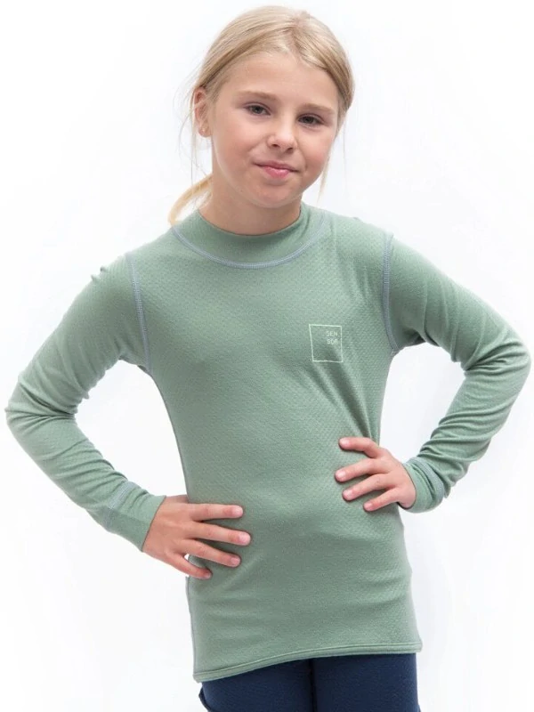 MERINO DF LOGO UP SENSOR juniorské tričko s dlouhým rukávem, basil green