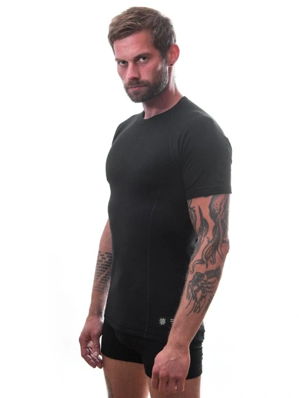 MERINO SENSOR DF - pánské tričko, krátký rukáv, černá