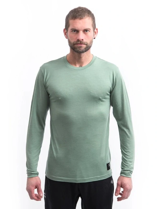 MERINO SENSOR CORDURA - pánské triko, dlouhý rukáv, basil green