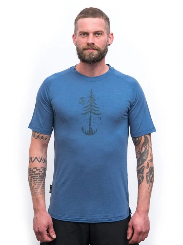MERINO AIR SENSOR EARTH - pánské tričko s krátkým rukávem, rivera blue