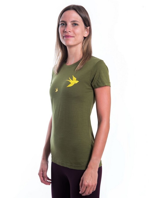 MERINO SENSOR PT SWALLOW - dámské tričko, krátký rukáv, safari green