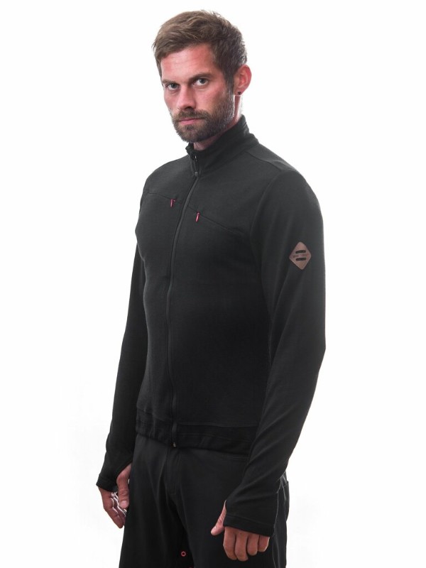 MERINO SENSOR UPPER - pánská mikina, celozip, černá