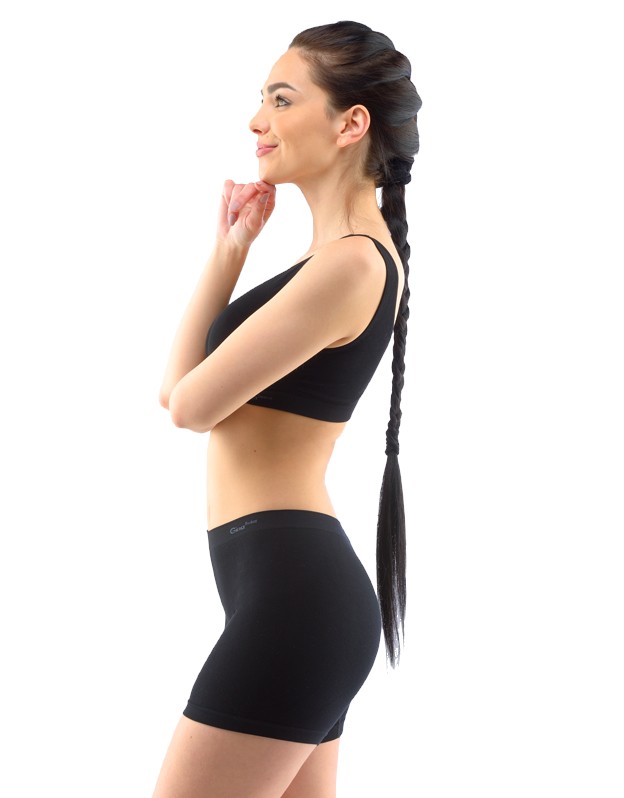 KATTY dámské bezešvé bambusové boxerky vyšší, černá