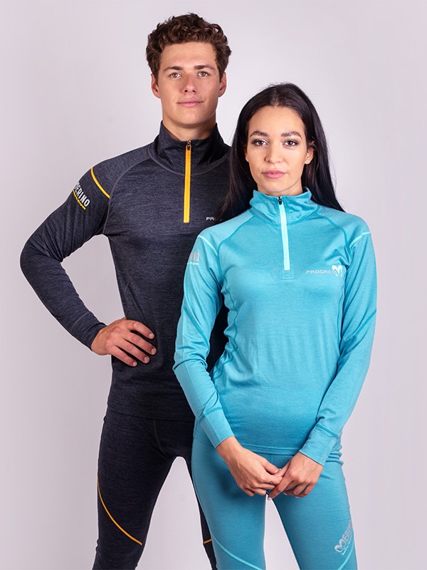 LEOME MERINO dámský merino rolák s krátkým zipem pod krk, mint melír