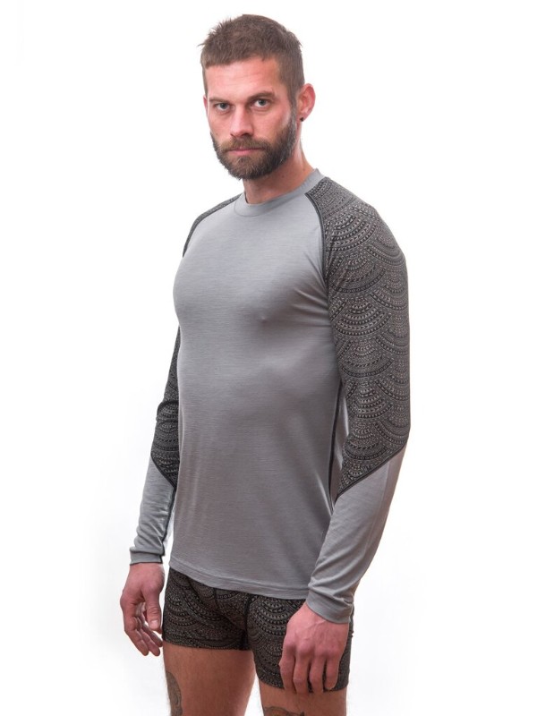 MERINO IMPRESS SENSOR - pánské triko, dlouhý rukáv, ČERNÁ/MAORI