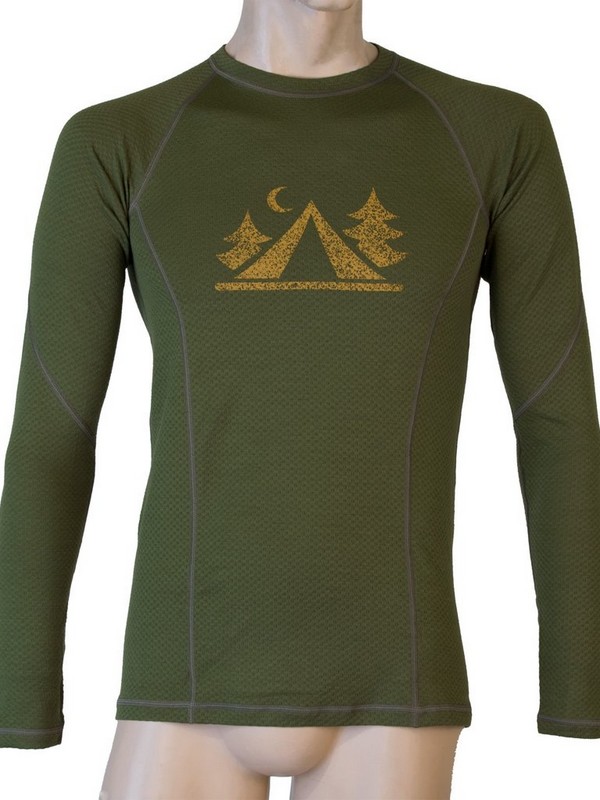MERINO SENSOR DF CAMP - pánské tričko, dlouhý rukáv, safari/green