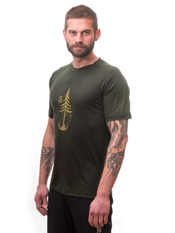 MERINO AIR NEW SENSOR PT EARTH - pánské tričko s krátkým rukávem, olive green