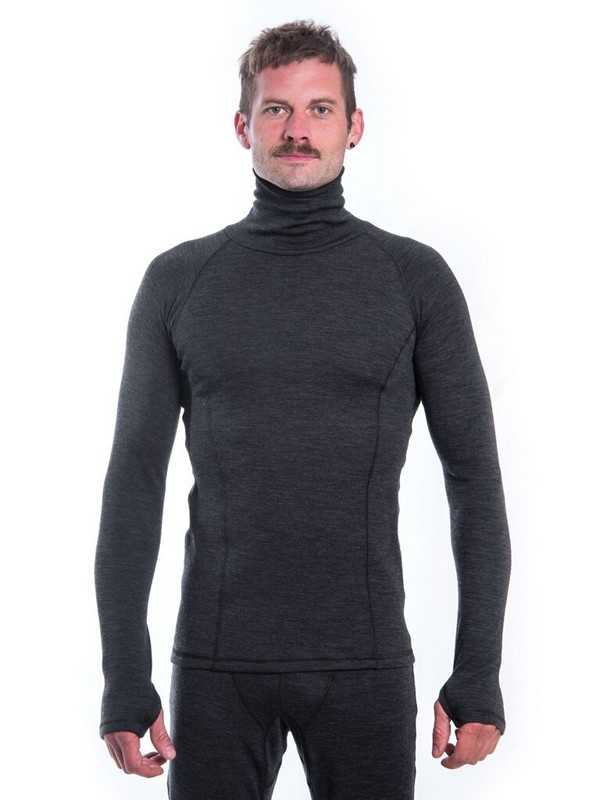 MERINO SENSOR BOLD M2 - pánské tričko s dlouhým rukávem, roll - neck, anthracite/gray