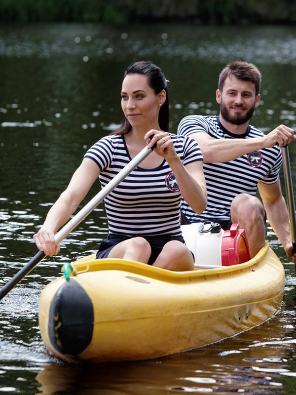 VLTAVA tričko z bambusových vláken s krátkým rukávem, modrobílé proužky