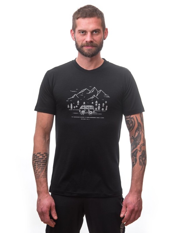 MERINO SENSOR ACTIVE VAN LIFE - pánské triko, krátký rukáv, černá