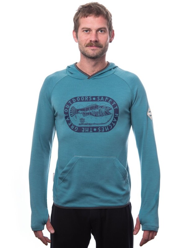 MERINO SENSOR UPPER OUTDOORS - pánské mikina, klokanka, mint blue